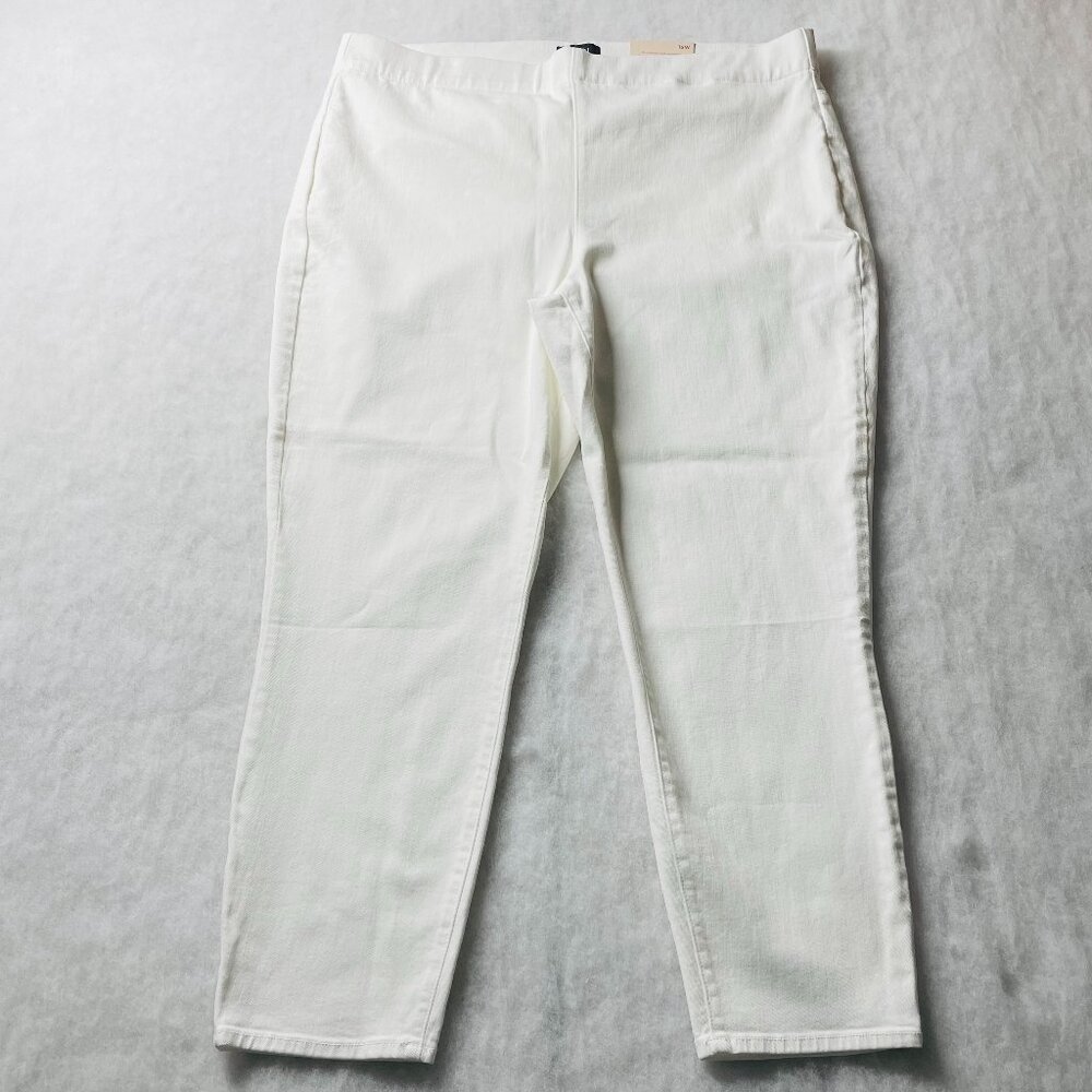 NWT NYDJ Womens White High Rise Flat Front Pull On Skinny Jeans Plus Size 16W